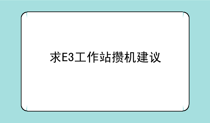 求E3工作站攒机建议/DIY配件推荐