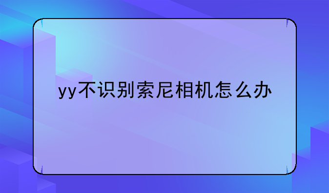 yy不识别索尼相机怎么办