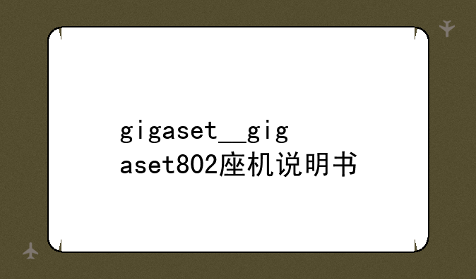 gigaset__gigaset802座机说明书