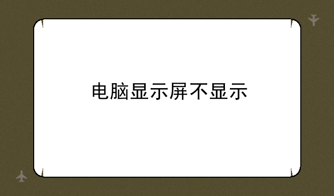 电脑显示屏不显示