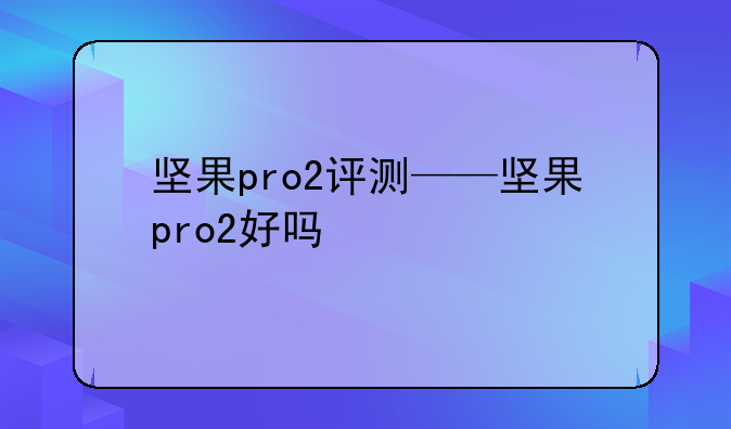 坚果pro2评测——坚果pro2好吗